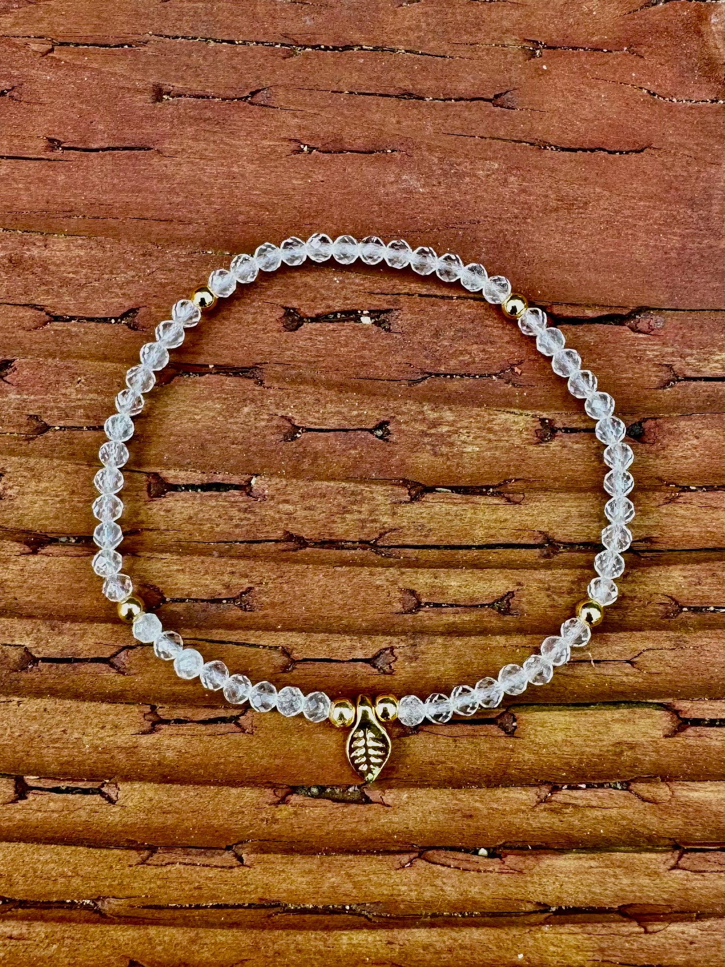Rock Crystal & Gold Leaf Infinity Bracelet
