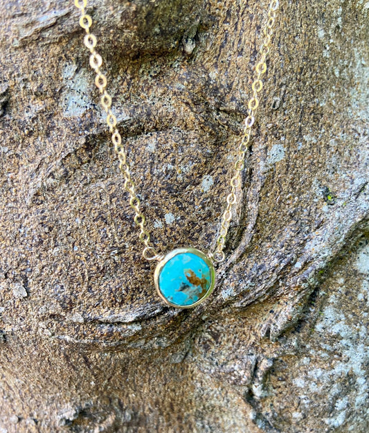 Turquoise and Gold Gemstone Necklace
