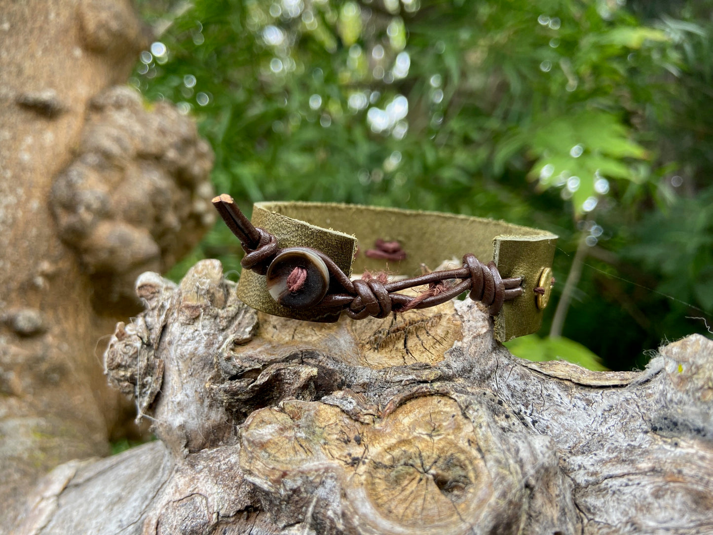 Gold and Leather Heart Bracelet