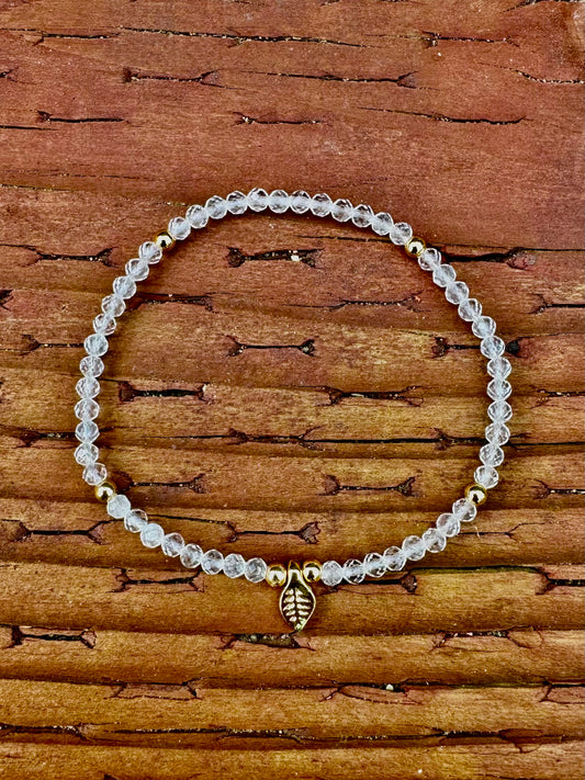 Rock Crystal & Gold Leaf Infinity Bracelet