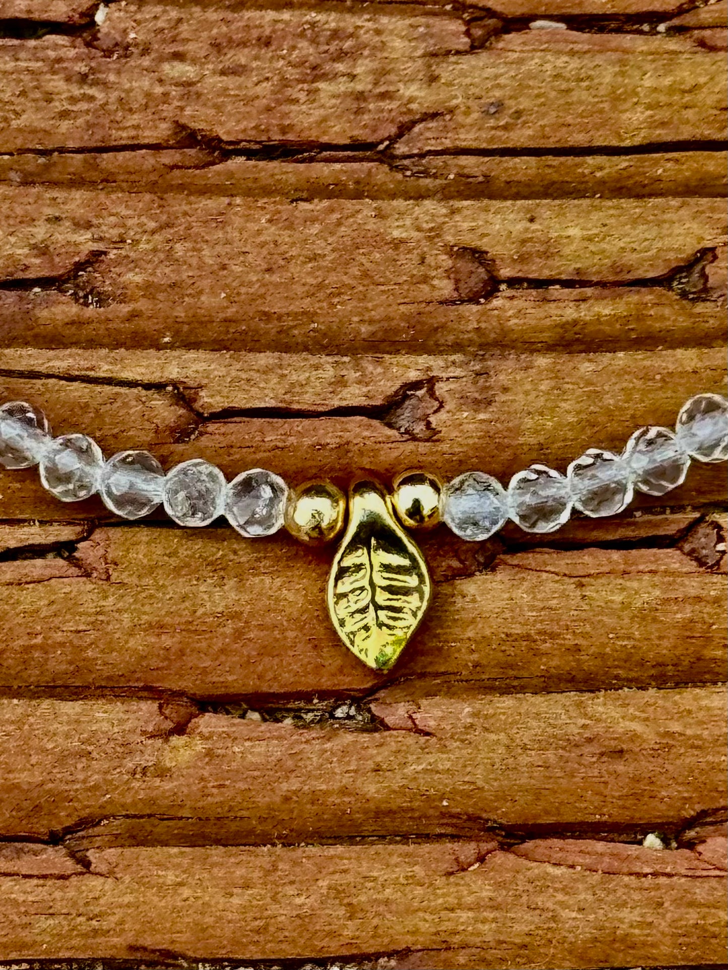 Rock Crystal & Gold Leaf Infinity Bracelet