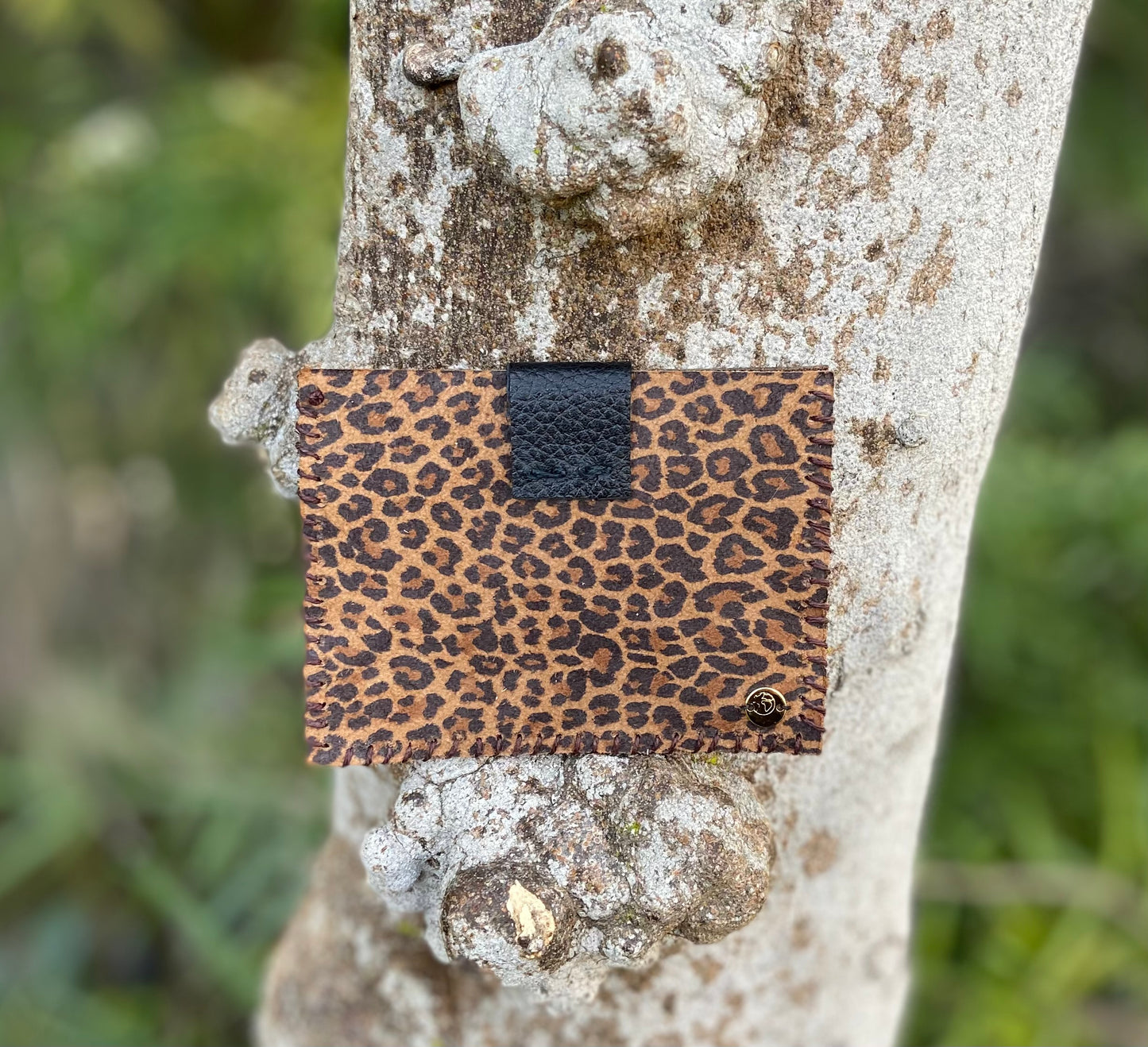 Dark Brown and Leopard Print Pocket Pouch