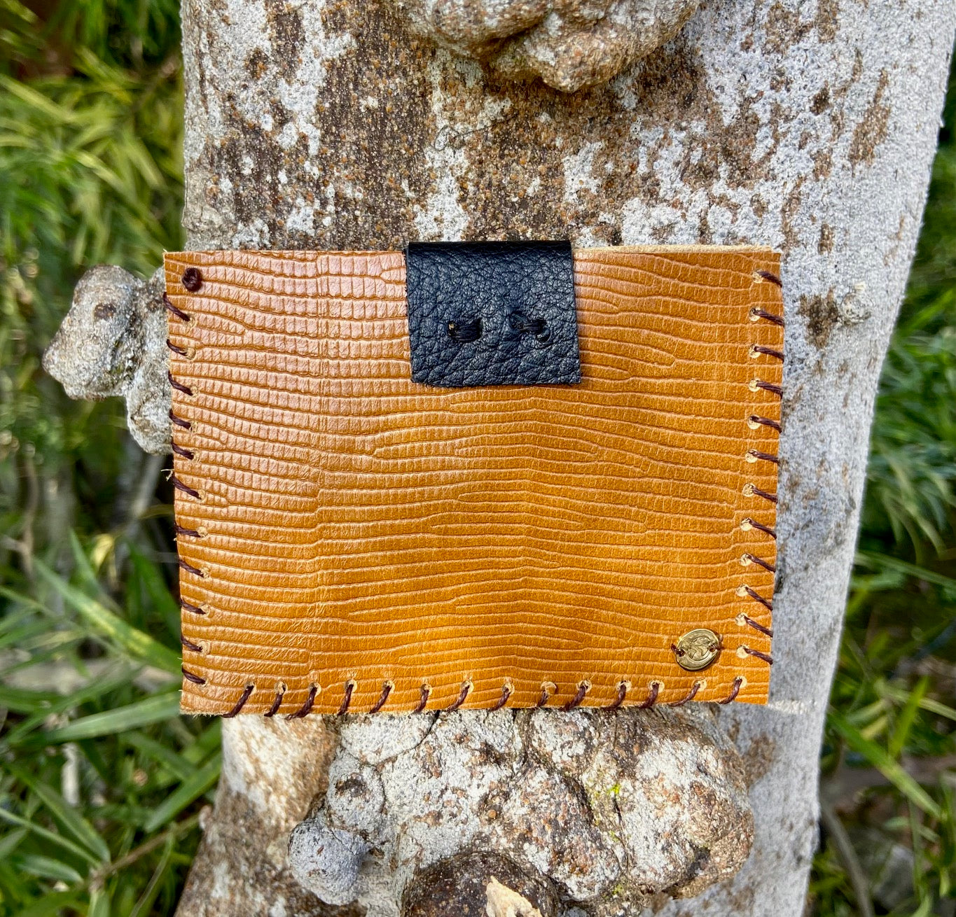 Dark Brown Rawhide and Camel Colored Pocket Pouch