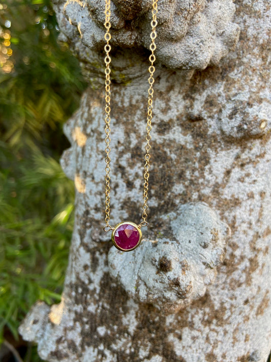 Ruby and Gold Gemstone Necklace
