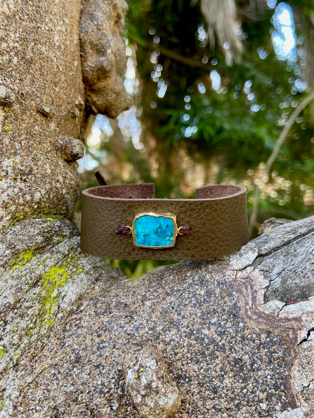 Turquoise and Leather Bracelet