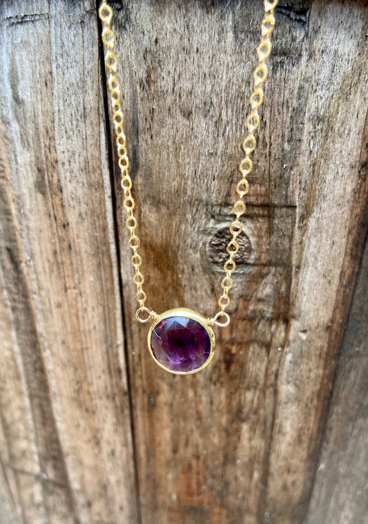 Amethyst and Gold Gemstone Necklace